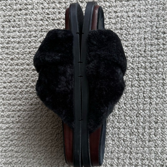 Labucq Shearling Mules/Sandals 38 Euro black - Picture 2 of 6